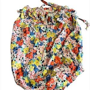 Floral Romper 3M Colorful Tropical Ruffle Resort Preppy Hippie Boho Western 80s